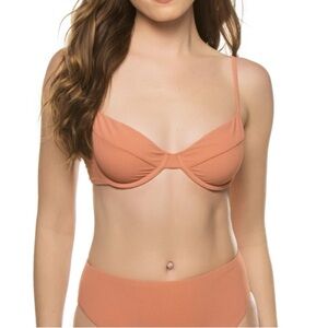 WEWOREWHAT
Full Coverage Underwire Bikini Top Cottage Clay Crepe Knit tie up